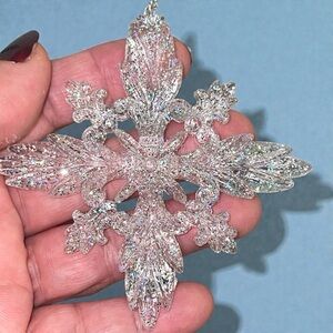 Christmas Ornaments Snowflakes Acrylic W/Glitter Hanging Decoration Set of 6